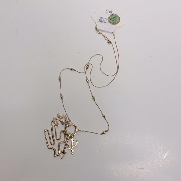 Cato | Gold Long Necklace With Cactus’s , Arrow & Flower Gorgeous VACATION  Wear - Picture 1 of 7